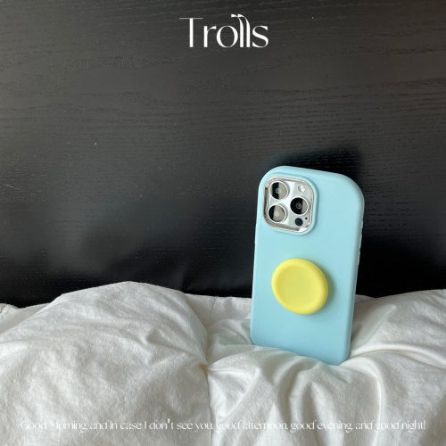 Trolls【柠檬苏打】高级感小众ins蓝黄撞色手机壳适用华为p90mate80pro/苹果16小米17奶蓝色泡泡支架软壳x300