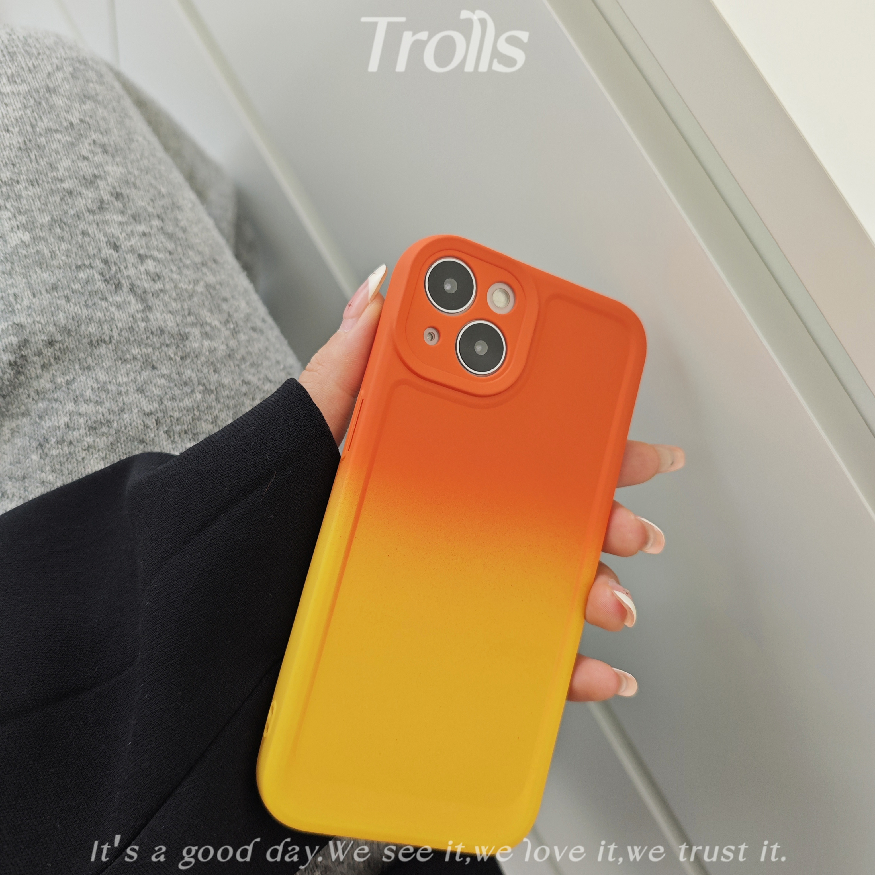 Trolls【落日】小众高级感ins橙黄渐变手机壳适用华为mate60pro小米14荣耀90全包软壳iphone15promax潮reno11-封面