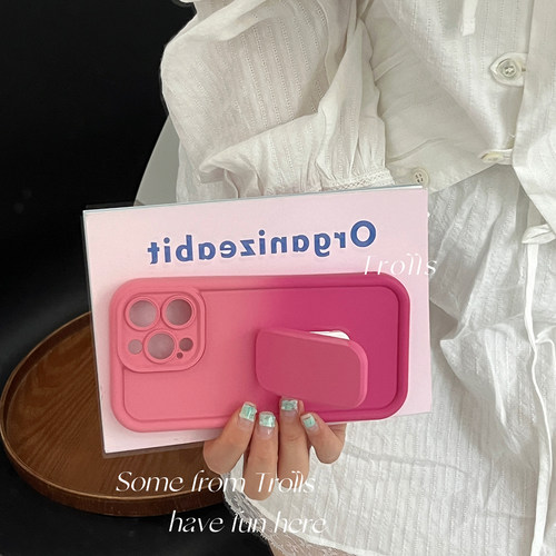 Trolls|草莓芭乐 小众ins玫粉渐变少女心推拉支架华为mate70Pro手机壳p60适用iphone16E小米15红米k80三星s25