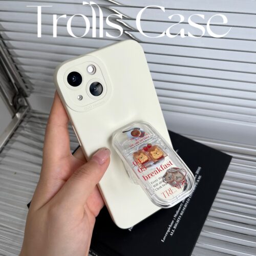 华为P60pro古董白可爱熊推拉支架