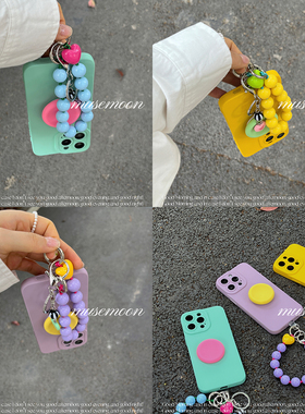 Trolls|彩色糖果泡泡 夏日清新ins清新撞色泡泡支架糖果色手链适用iphone16小米17findx8华为mate70Pro手机壳