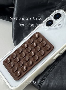 Trolls咖啡巧克力豆|解放双手吸附 韩国ins极简风巧克力色软胶防滑吸盘手机壳适用华为mate70p80苹果16小米17