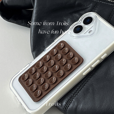 Trolls咖啡巧克力豆|解放双手吸附 韩国ins极简风巧克力色软胶防滑吸盘手机壳适用华为mate70p80苹果16小米17