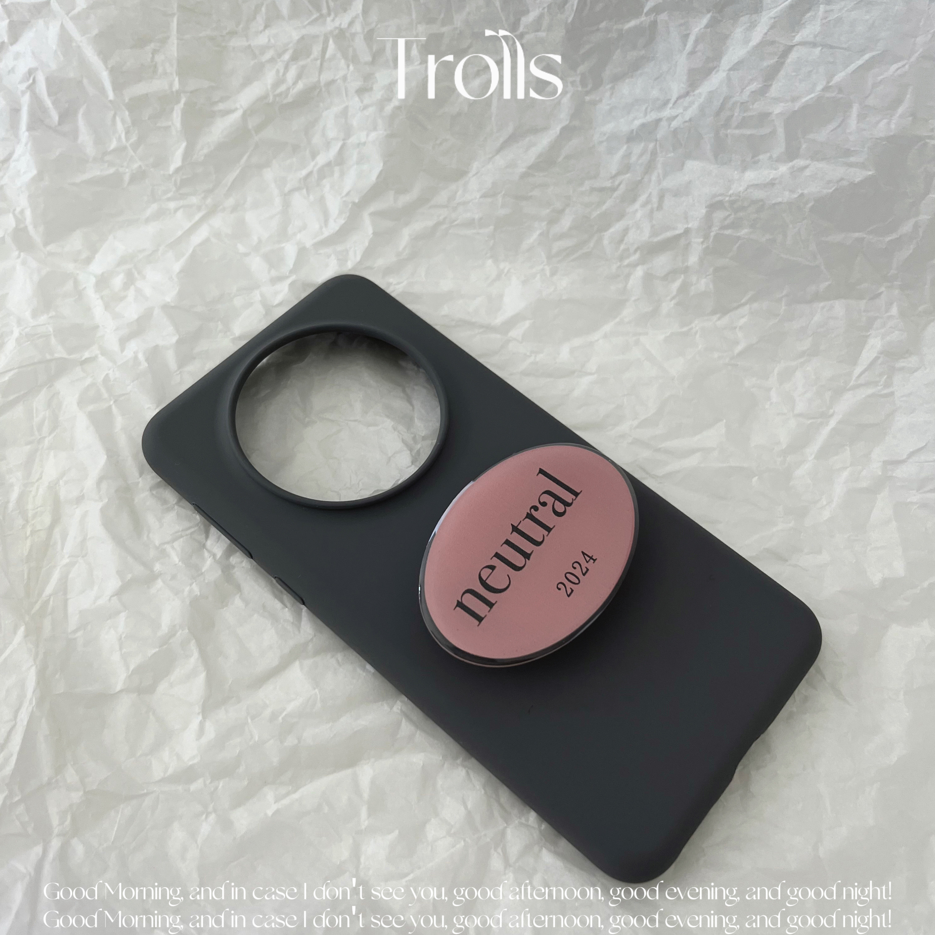 Trolls|小众高级感ins灰粉色支架中性冷淡风碳灰液态硅胶手机壳适用华为Pura70Proiphone16/小米15reno14防摔