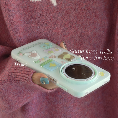 Trolls｜布鲁小岛 韩ins风DIY可爱手绘小熊果冻滴胶贴纸手机壳适用华为pura80Pro小米17/苹果16pro二合一防摔