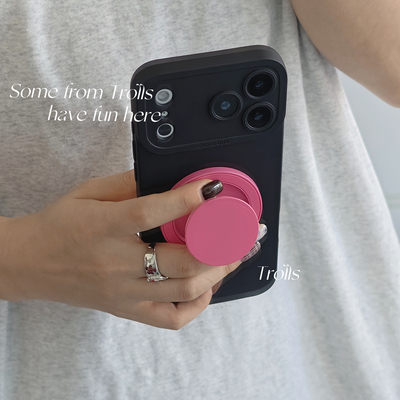 Trolls｜佛洛依德黑玫瑰 甜酷复古风ins小众黑色与玫红撞色支架手机壳适用mate70华为pura80Pro/小米17苹果16