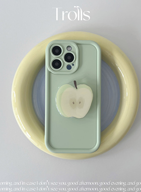 Trolls|薄荷青苹果 清新ins曼波薄荷绿色支架手机壳适用华为mate70Propura80苹果16小米17findx8x200硅胶软壳
