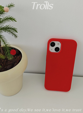 Trolls|小众复古ins樱桃红华为mate60pro/小米14液态硅胶手机壳适用iPhone15promax全包软糯防摔oppo/vivos18