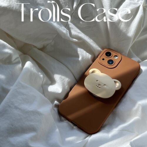 Trolls|小众高级感ins焦糖棕色金属小熊支架手机壳软壳防摔适用pura90华为mate90pro+苹果18小米17/OPPO/X500