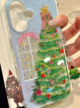 圣诞树手机壳适用苹果16卡通透明手机壳iPhone14/13可爱12/15防摔