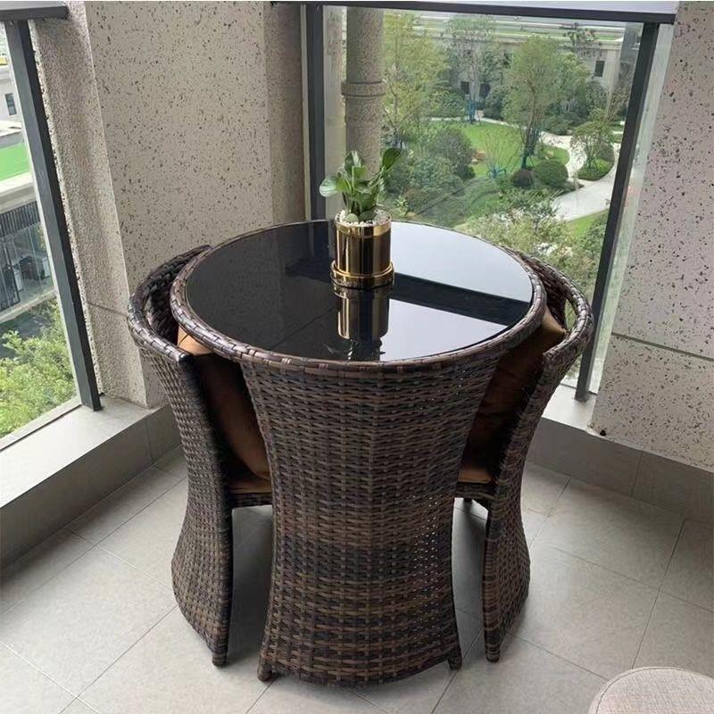 阳台小桌椅休闲桌椅组合一桌两椅网红收纳茶桌椅藤椅三件套