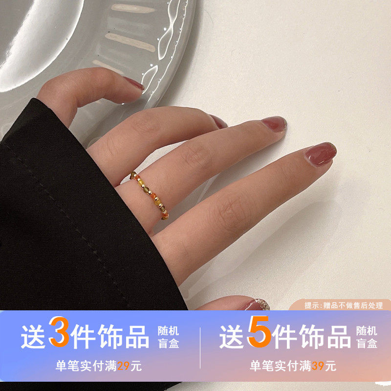 戒指彩色迷你可叠戴小花弹力图片