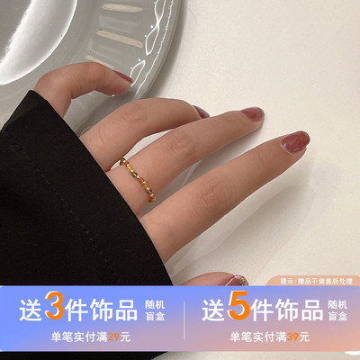 戒指彩色迷你可叠戴小花弹力
