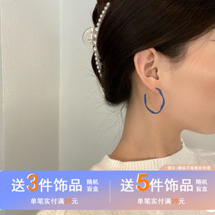 哑光C字耳圈女气质新款 S925银针韩国个性 耳环潮网红ins风耳饰414