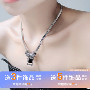 新潮街拍酷帅嘻哈风项链个性双层小众圆圈流苏颈链夏季锁骨链7047