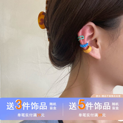 夏季新款甜美风彩色c字耳骨夹