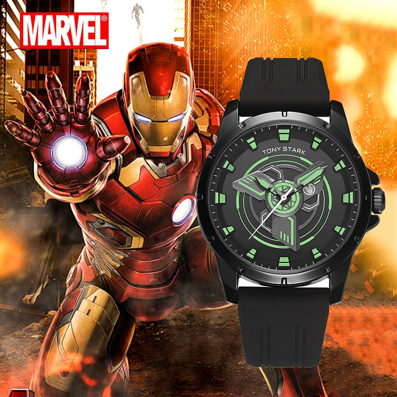 marvel/漫威钢铁侠联名石英手表旋转表盘学生运动时尚男女表夜光