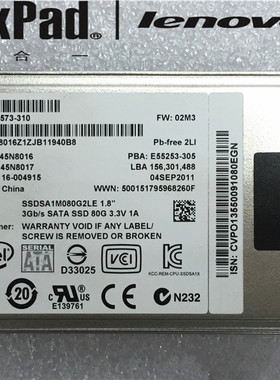 联想X300X301T400ST410S 1.8MICRO SATA 80G128G256G SSD固态硬盘