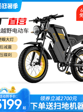 FTN新款电动助力自行车20寸大轮胎七级变速山地越野摩托车电瓶车