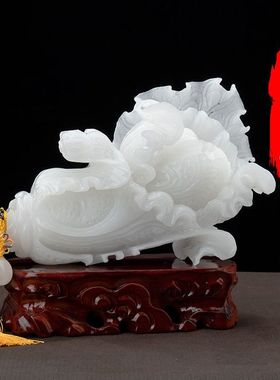天然玉石白菜摆件百财如意风水招财商铺开业家居客厅玄关装饰礼品