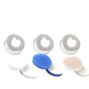 实验室铝盖盖垫 西林瓶盖顶空瓶盖开孔铝盖盖垫20*3mm 20ml钳口瓶盖垫PTFE特氟龙垫片胶塞GC替代5183-4477