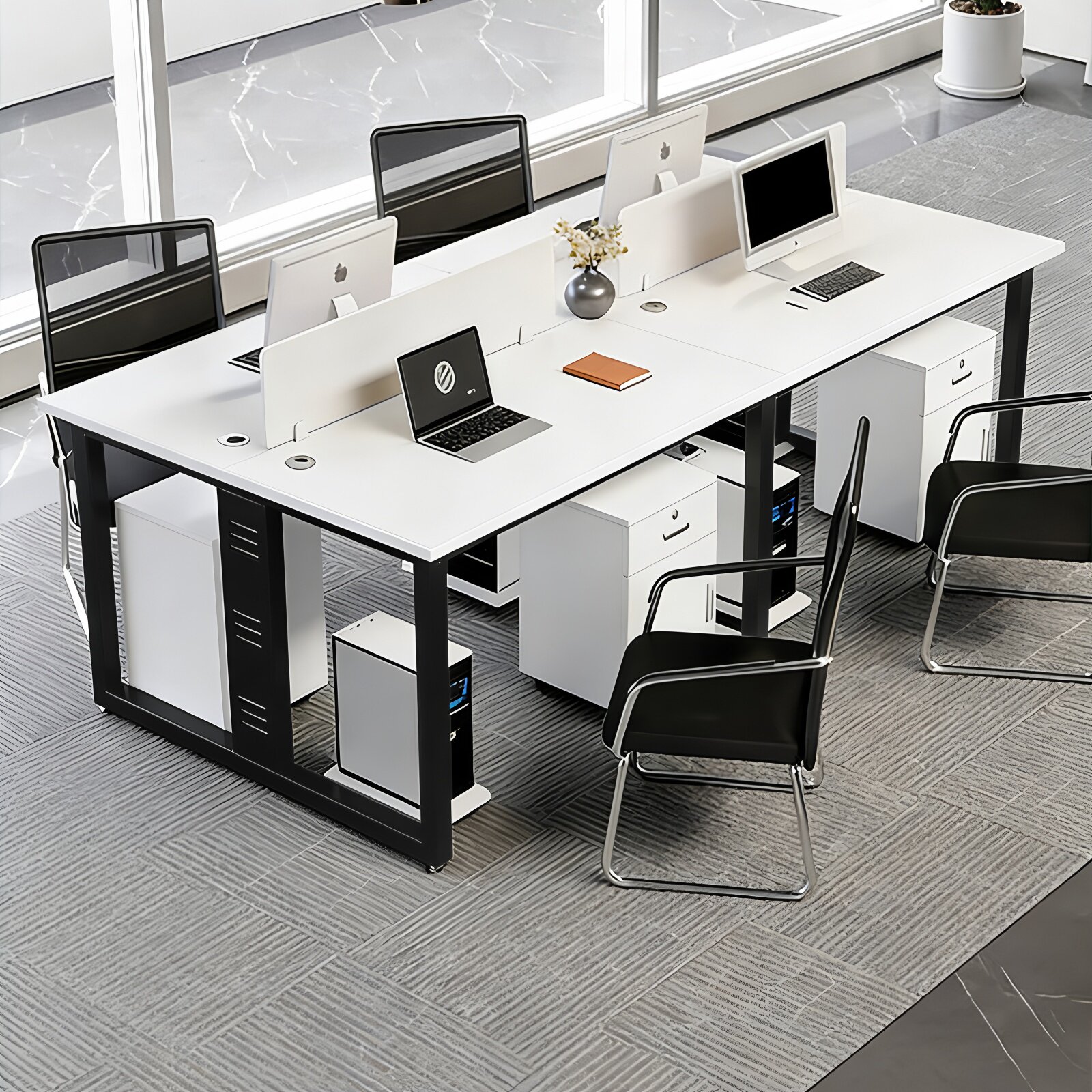 办公桌椅组合简约现代办公室46四六人电脑桌屏风卡位职员桌员工位