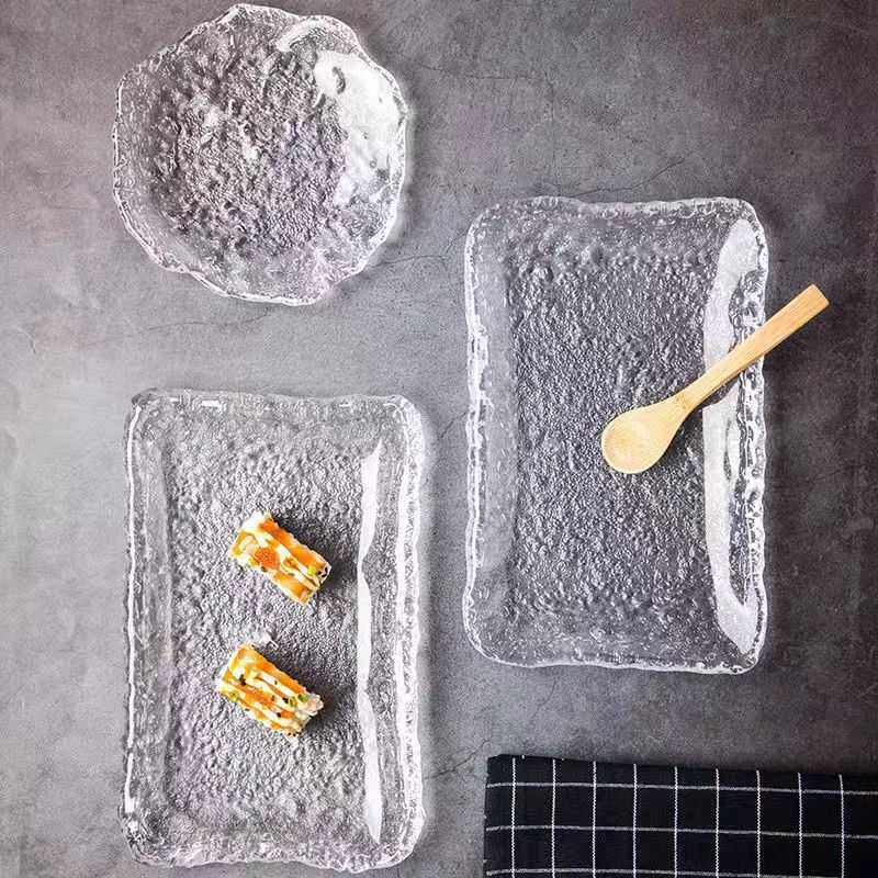 新款直销ins冰川玻璃早餐碟水果盘创意网红酱料碟子家用点心西餐,家居饰品,果盘/果篓,淘宝优惠券,粉丝福利购,淘宝优惠卷