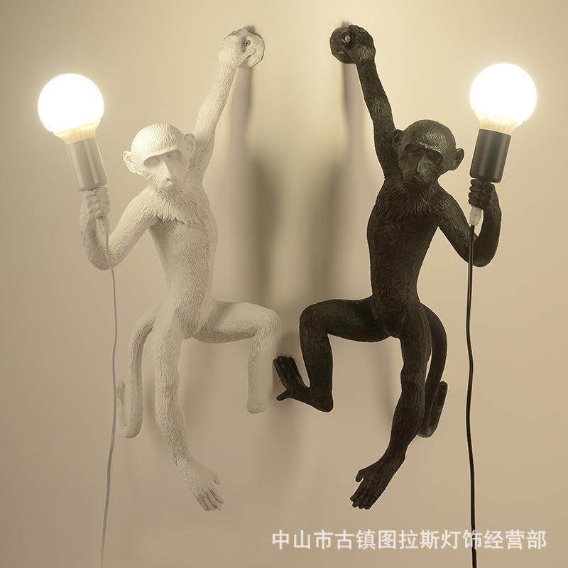 新款直销跨境北欧树脂猴子壁灯儿童房酒吧餐厅走廊店面装饰灯动物