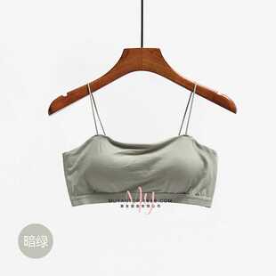 新款直销无钢圈内衣一体式黑色细带文胸吊带防走光夏一字肩美背裹