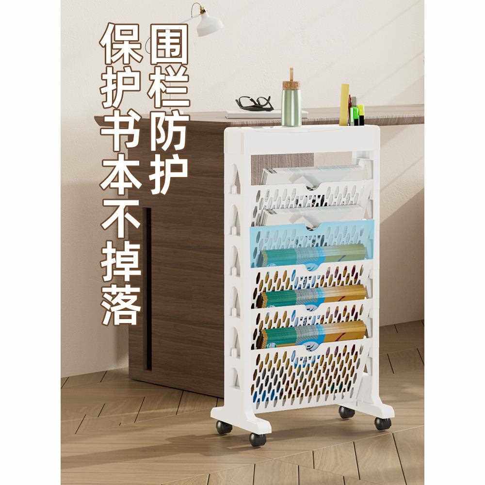 新款直销书桌旁书架置物架落地小书柜书桌收纳架多层简易办公桌书