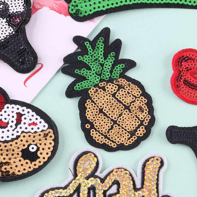 新款直销珠片亮片淇淋菠萝徽章手机壳配饰服装辅料补丁贴手账DIY