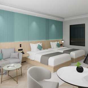 新款直销国际酒店家具床全套宾馆标间家具客房公寓床民宿套房家具