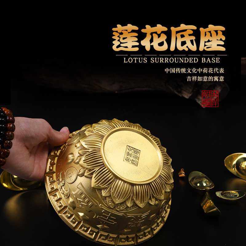 新款直销纯铜聚宝盆黄铜摆件实心铜碗家用客厅店铺办公室开业礼品,家居饰品,装饰摆件,淘宝优惠券,粉丝福利购,淘宝优惠卷