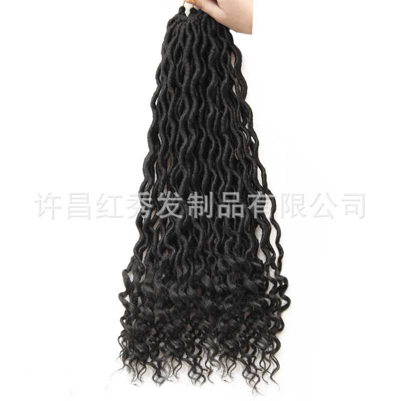 新款直销欧美假发跨境货源  钩针接发上曲下缠18寸Goddess Faux L