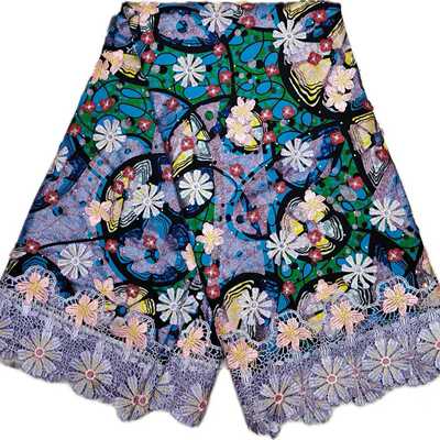 新款直销African embroidery lace wax非洲洒金蜡染蕾丝水溶花布5