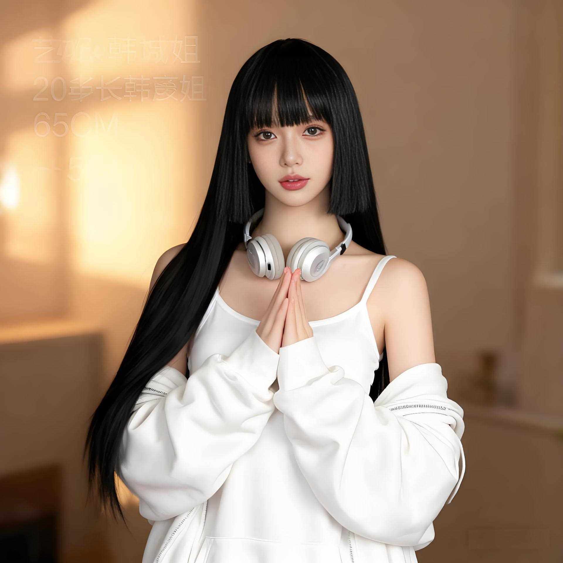 新款直销假发女全头套自然仿真蓬松空气刘海黑长直萝莉宝宝公主切