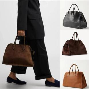 董洁同款头层牛皮手提包单肩包Margaux15真皮大容量麂皮托特包