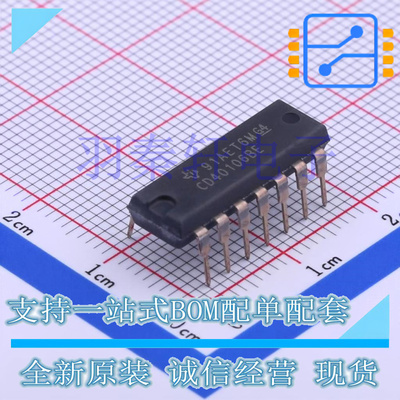 CD40106BE PDIP-14 非门, 施密特触发 6门 1输入 6.8mA 3V至18V