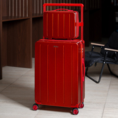 红色行李箱宽拉杆结婚陪嫁女新婚2026新款 旅行皮箱子 24寸拉杆密码