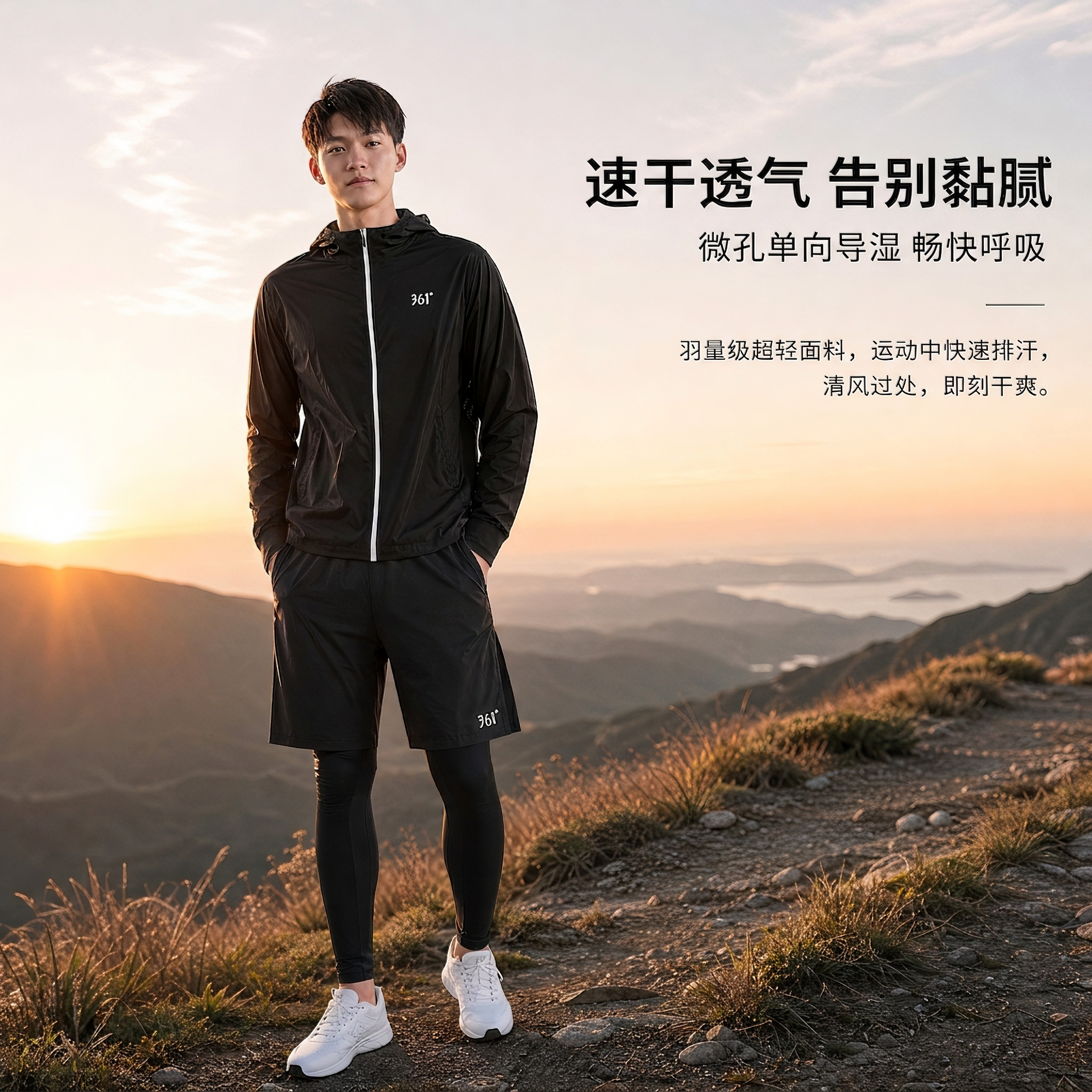 361跑步运动套装男士秋季健身速干高弹紧身衣长袖篮球户外训练服