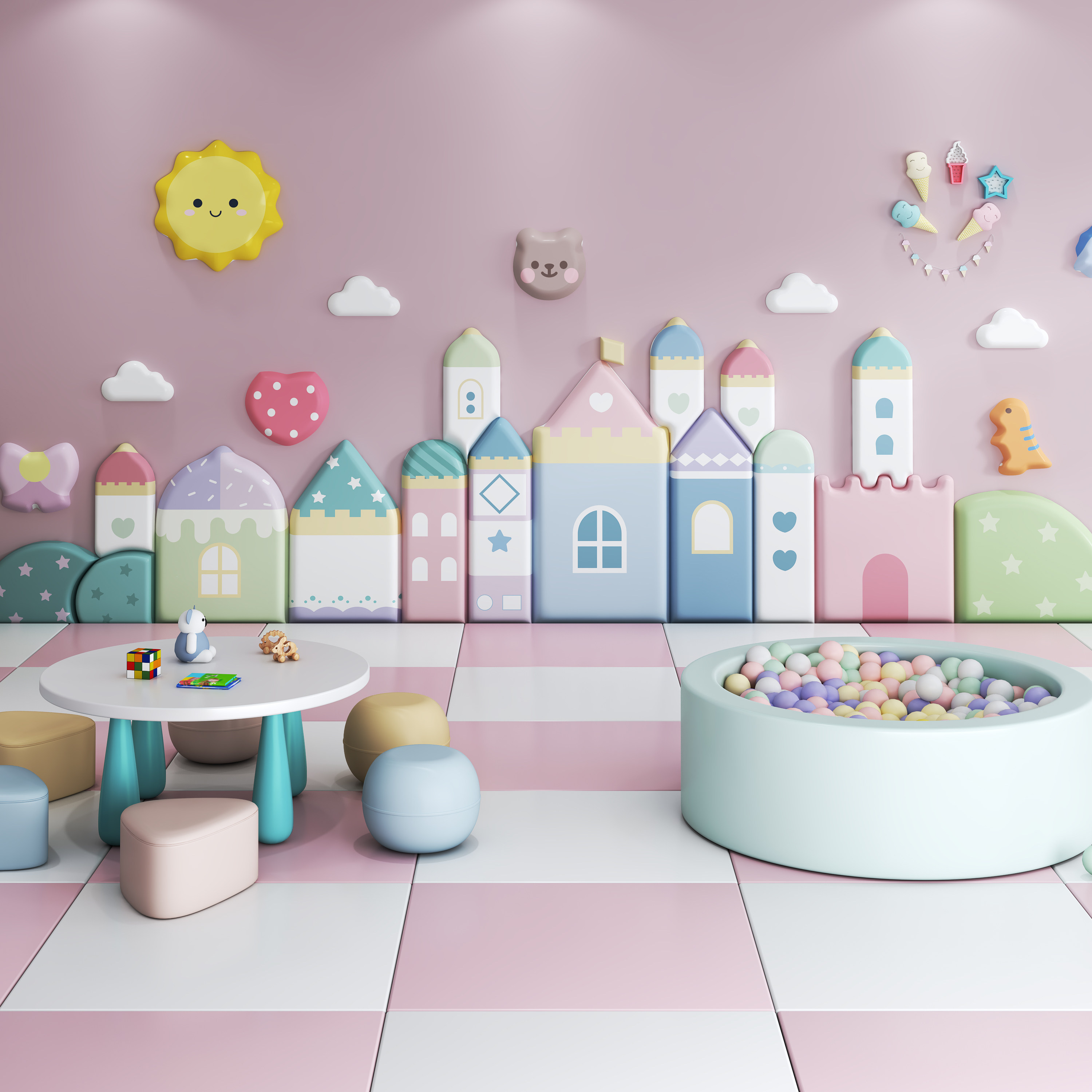 定制儿童防撞墙贴榻榻米早教室宝宝卧室幼儿园软包城堡墙围背景墙,家居饰品,软装墙贴,淘宝优惠券,粉丝福利购,淘宝优惠卷