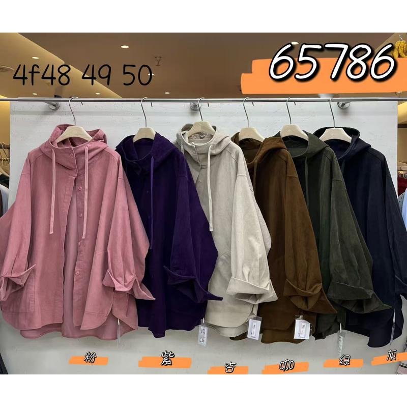WE家65786复古连帽衬衫女秋季新款宽松休闲百搭长袖衬衣外套上衣