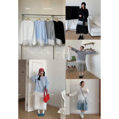 Vengo26春季新款韩版宽松显瘦圆领拼接长袖T恤女百搭打底衫女