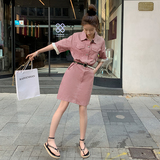新款2023夏季工装女士连衣裙短袖显瘦短裙ZB170-w888-P110-k168，女装连衣裙，浙宝237