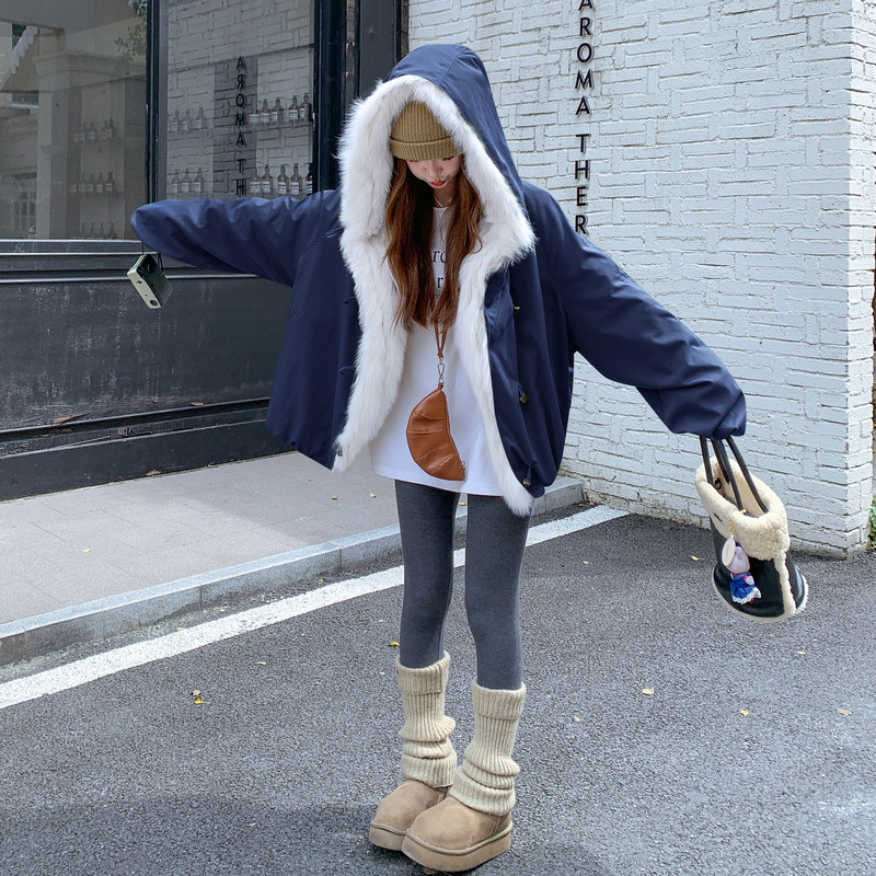 真毛领连帽绿色派克羽绒服女冬季2025新款韩系短款90白鸭绒厚外套,女装羽绒服,浙宝237