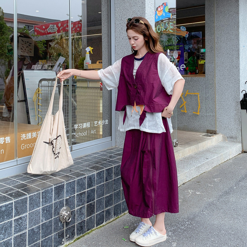 夏现货26气质轻熟马甲裙子两件套裙RF2C518-2679-P215-K348,商品下架区,浙宝237