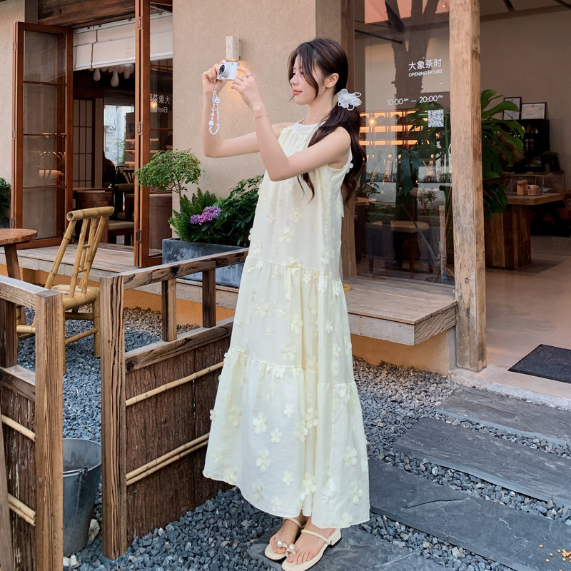 现货蓝色乳黄26韩系仙气儿立体花朵连衣裙RF2C518-2667-P155-K248,女装套装/套裙,浙宝237