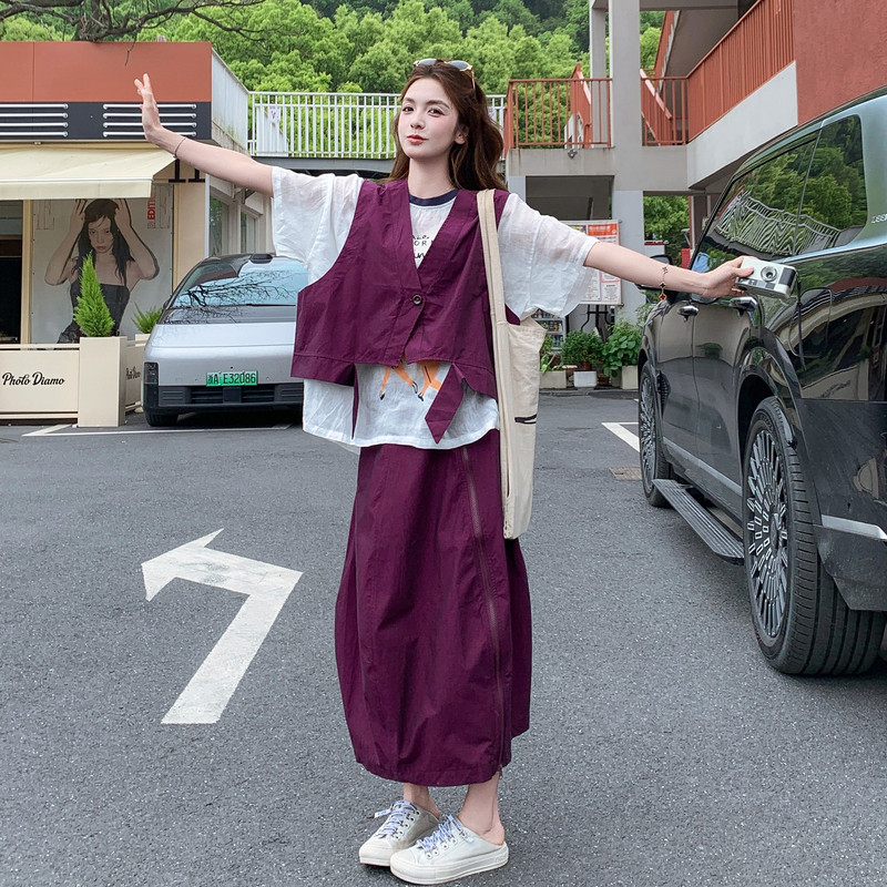 夏现货26气质轻熟马甲裙子两件套裙RF2C518-2679-P215-K348,女装套装/套裙,浙宝237