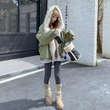 爆真狐狸毛大领子牛角扣25冬90鸭绒羽绒短款ZB237-2566-p435-k668，女装羽绒服，浙宝237