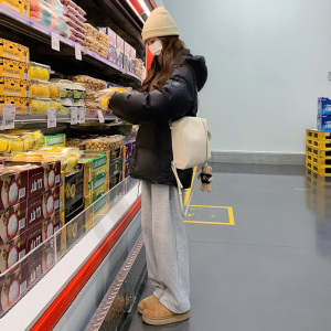 现货鹅绒2024冬学院黑色笑脸保暖带帽羽绒服ZB237-8862-P335-K499图片